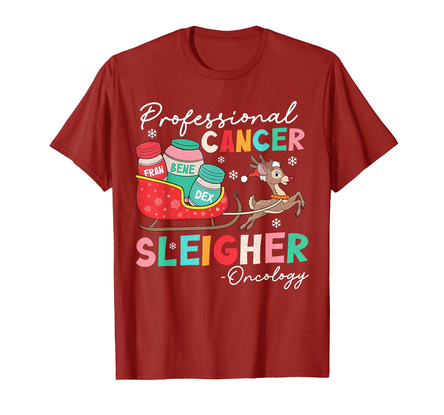 Groovy Professional Cancer Sleigher Oncology Nurse Christmas T-Shirt