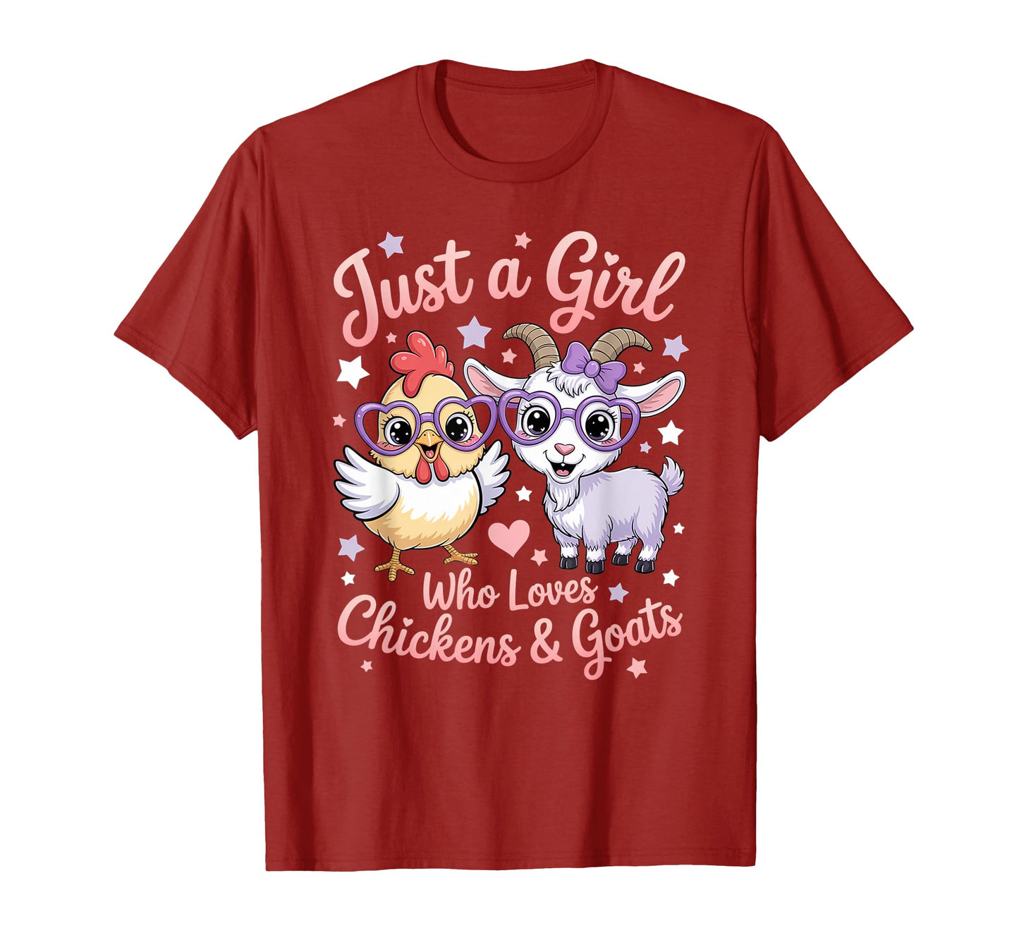 Cute Just A Girl Who Loves Chickens and Goats Farming Farmer T-Shirt