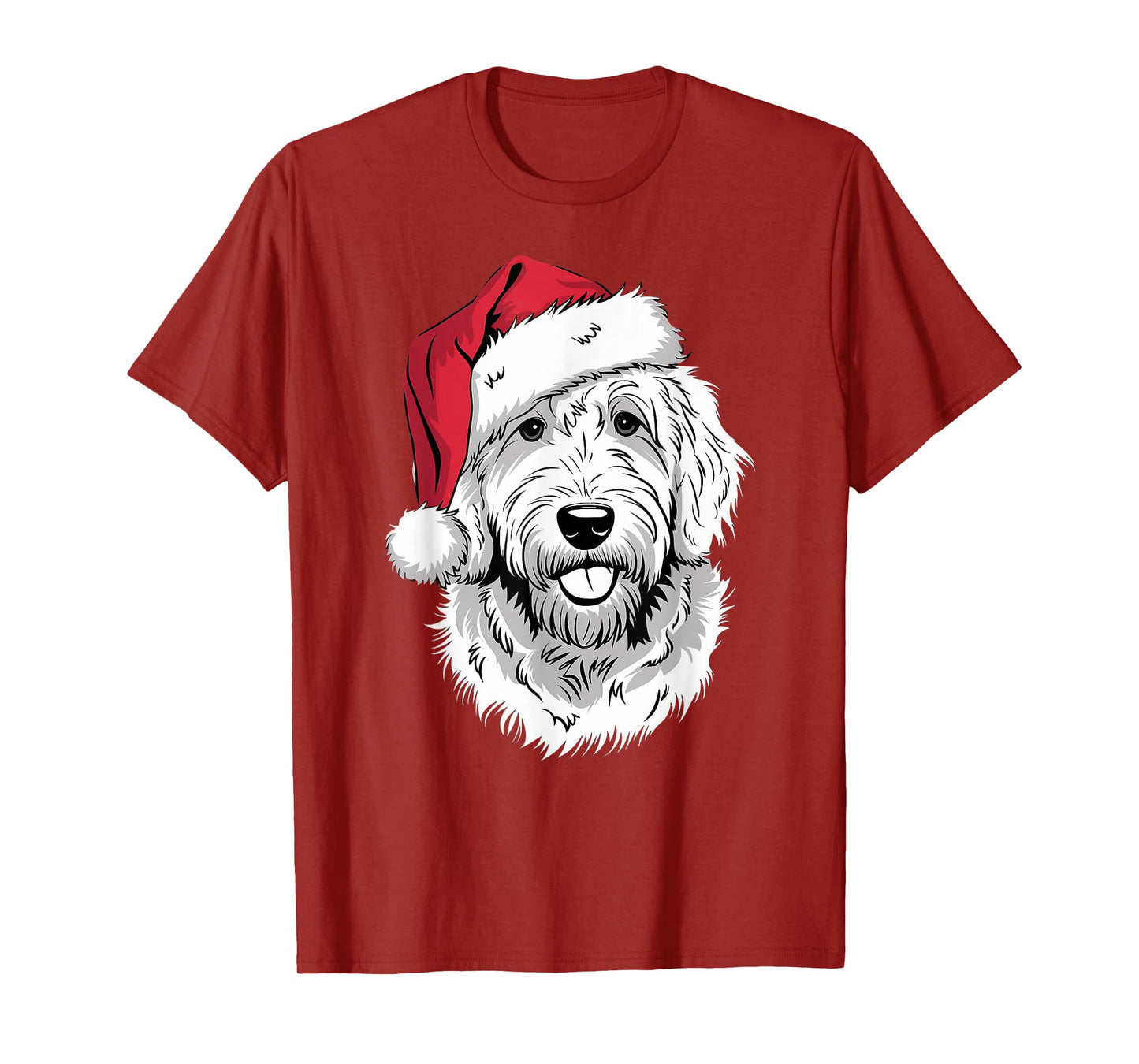 Joyful Doodle Santa Dog on Golden Doodle Christmas T-Shirt for Men Women Kids