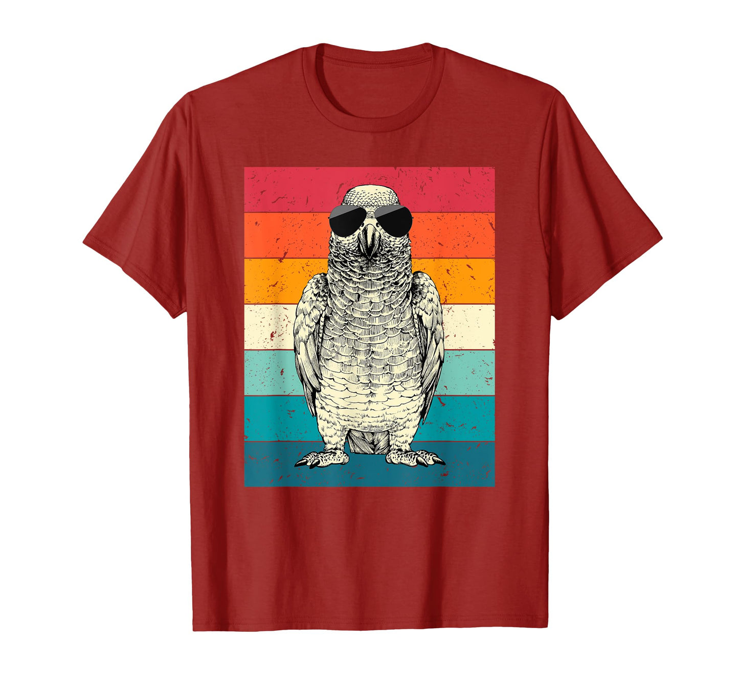 Retro Vintage African Grey Parrot with Sunglasses Bird Lover T-Shirt