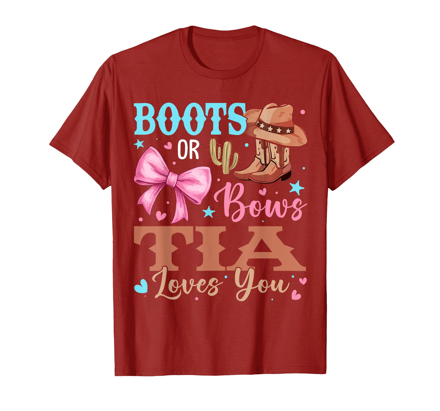 Boots or Bows Gender Reveal Decorations Tia Loves You T-Shirt