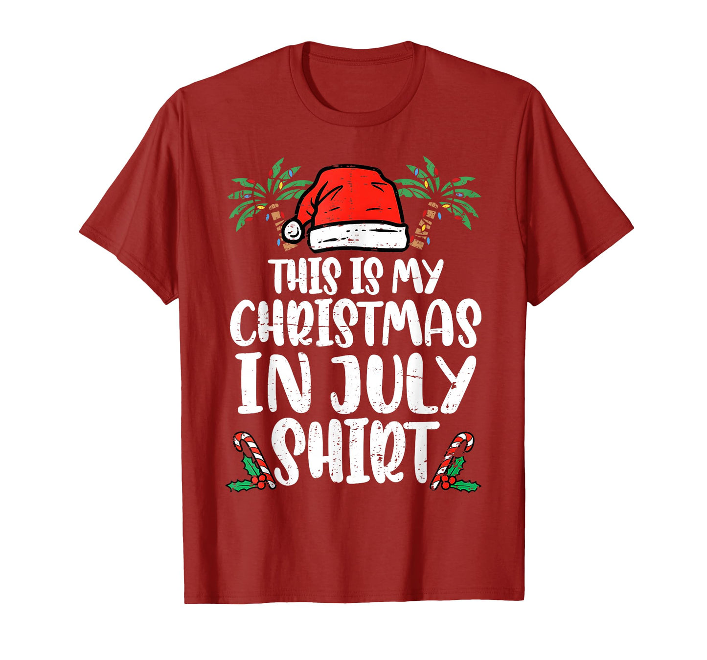 Christmas in July Shirt Santa Hat Summer Beach Vacation Xmas T-Shirt