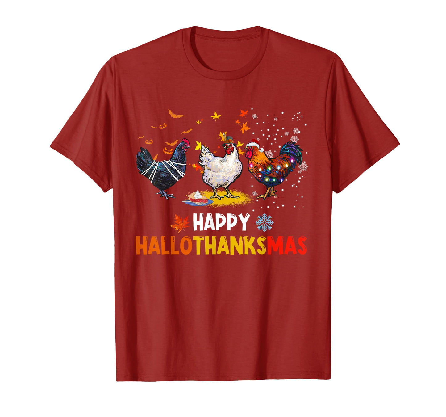 Chicken Halloween Happy Hallothanksmas Autumn Thanksgiving T-Shirt