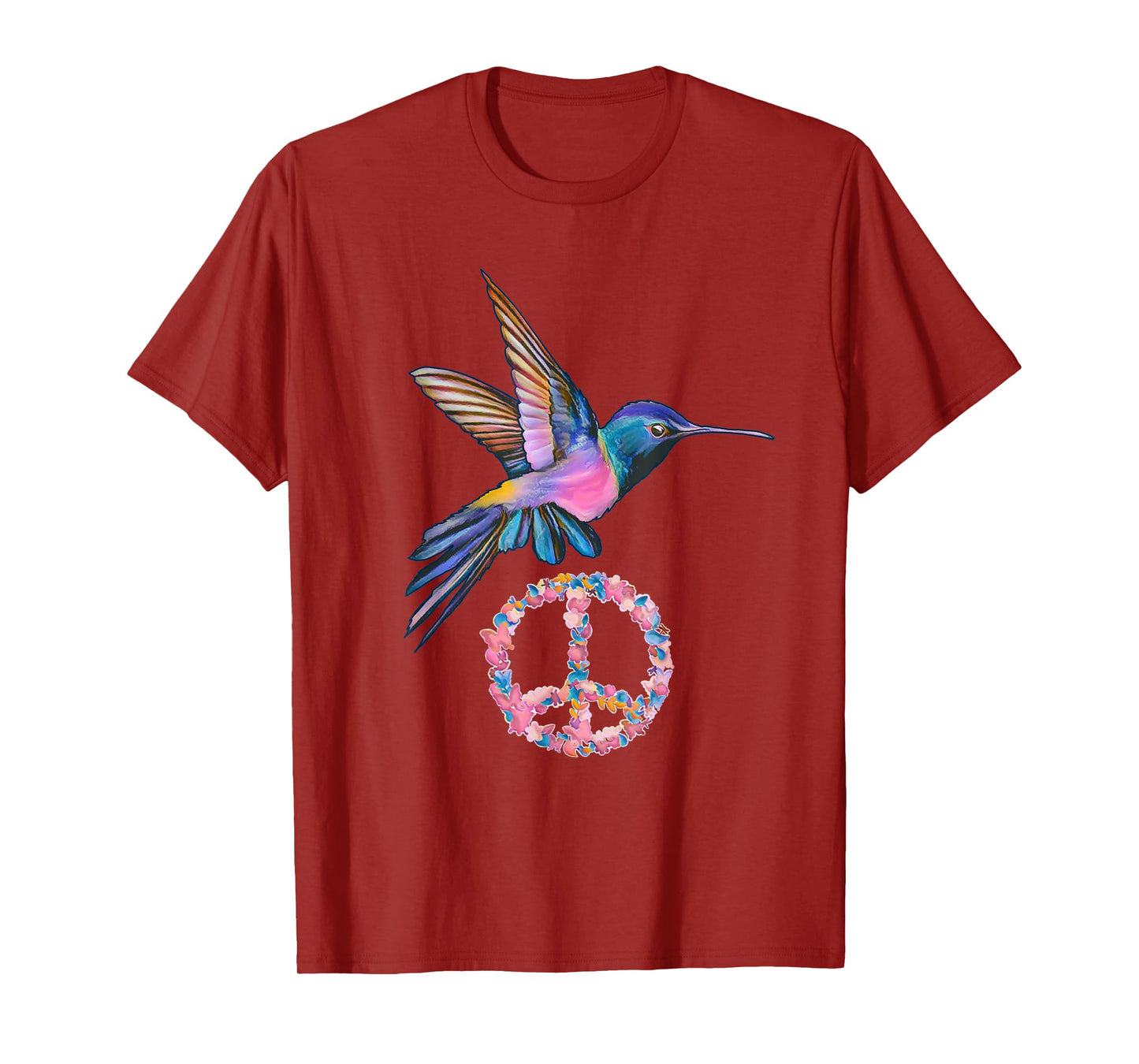 HUMMINGBIRD PEACE BIRD FLOWER POWER Hippie Tee gift women T-Shirt