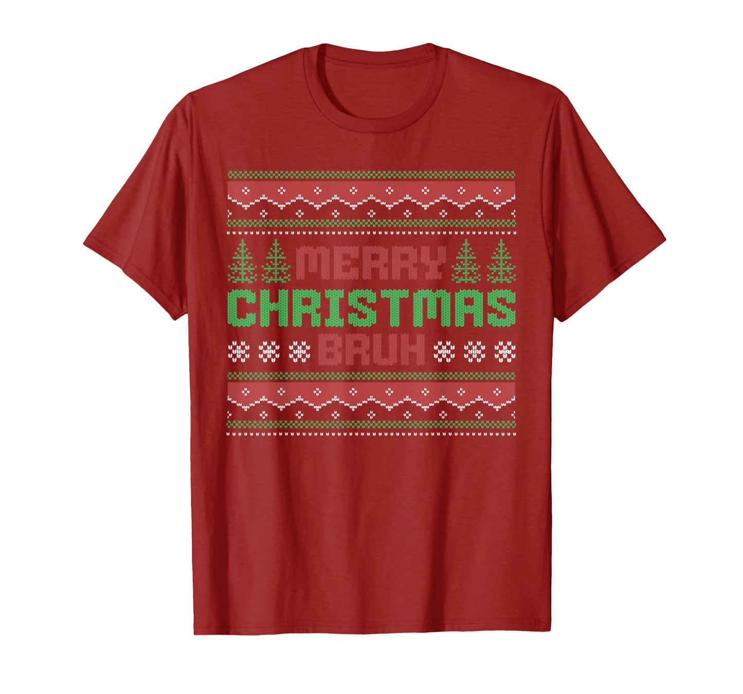 Ugly Christmas Sweater Funny Merry Christmas Bruh Kids Boys T-Shirt