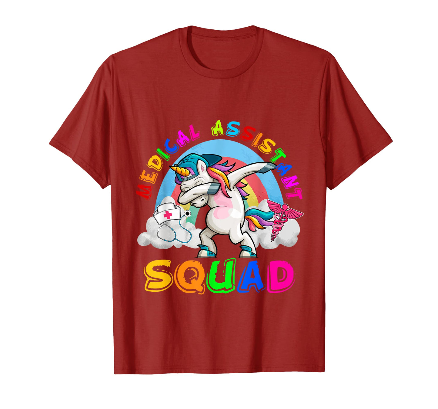 Medical Assistant Squad Dabbing Unicorn Rainbow Funny Family T-Shirt