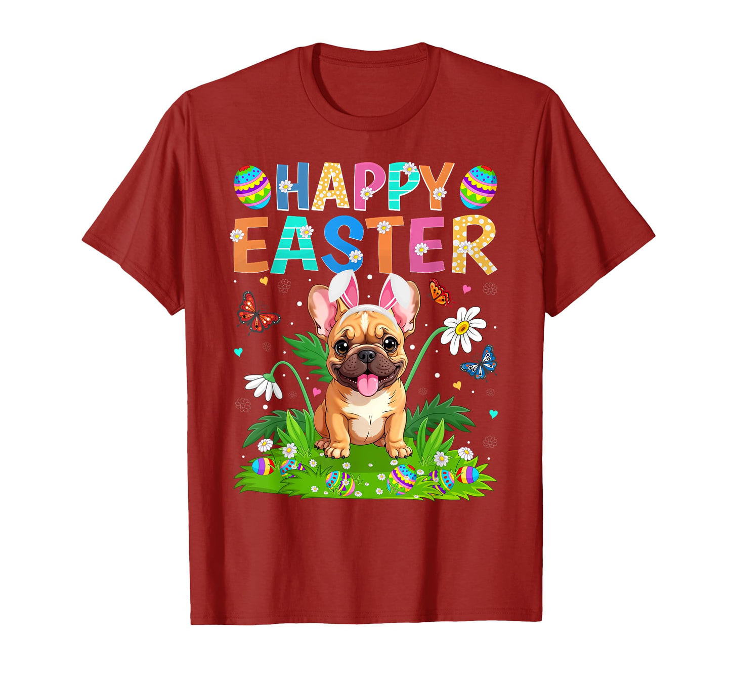French Bulldog Happy Easter Egg Hunt Bunny Ear Easter Sunday T-Shirt