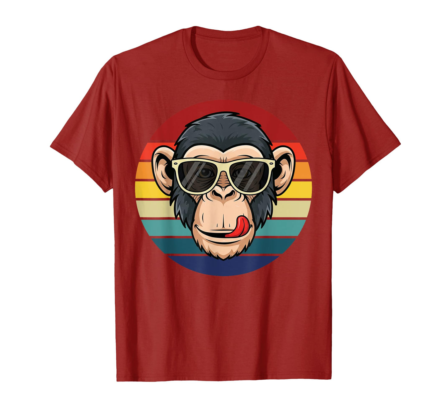 Funny Monkey Cartoon Retro Sunset for Men Women Kids Girls T-Shirt