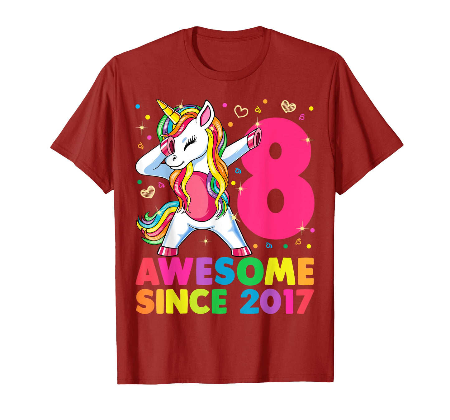 8 Years Old Unicorn Dabbing 8th Birthday Girl Unicorn Party T-Shirt