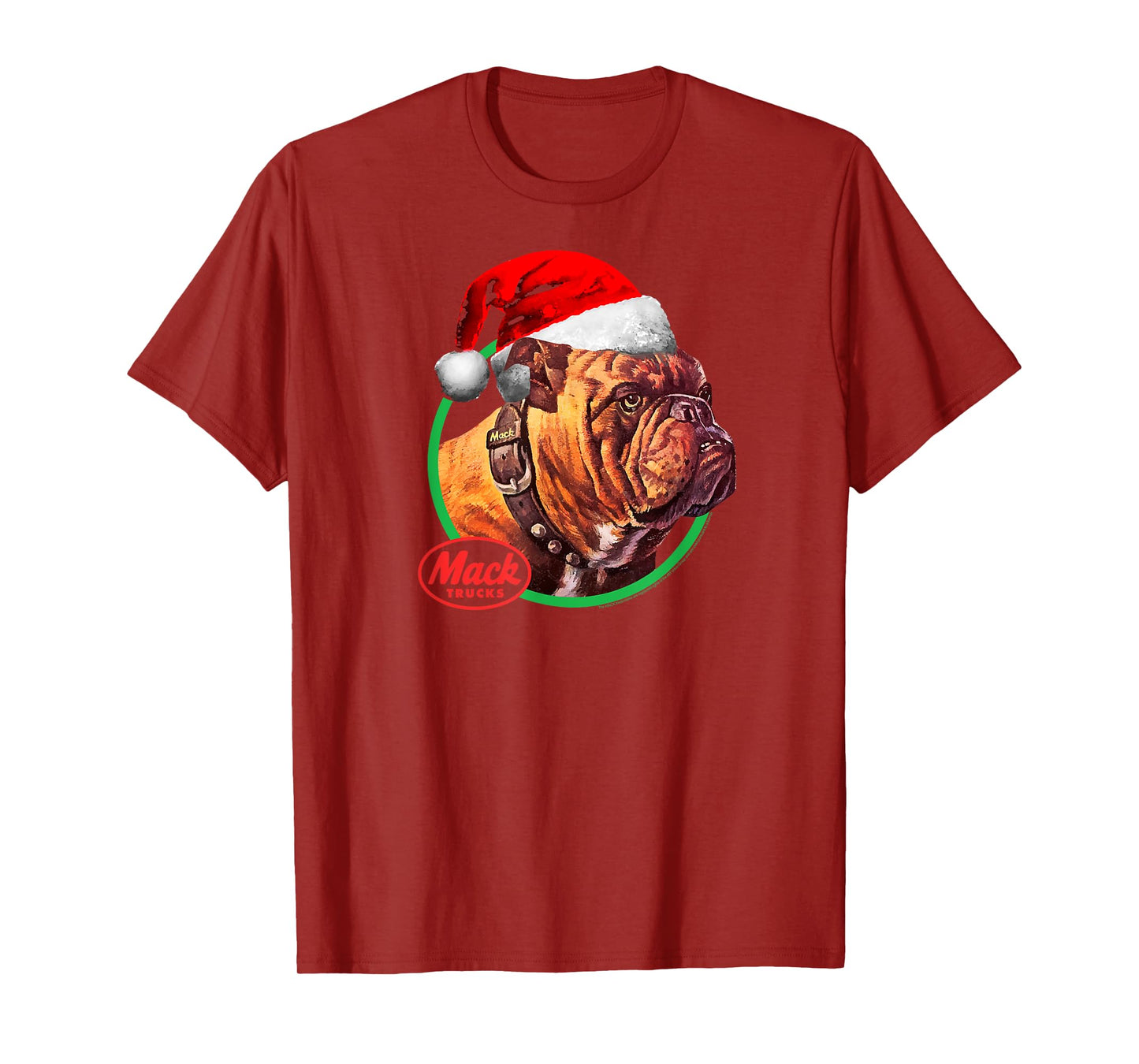 Mack Trucks Christmas Holiday Bulldog Santa Hat Trucker T-Shirt