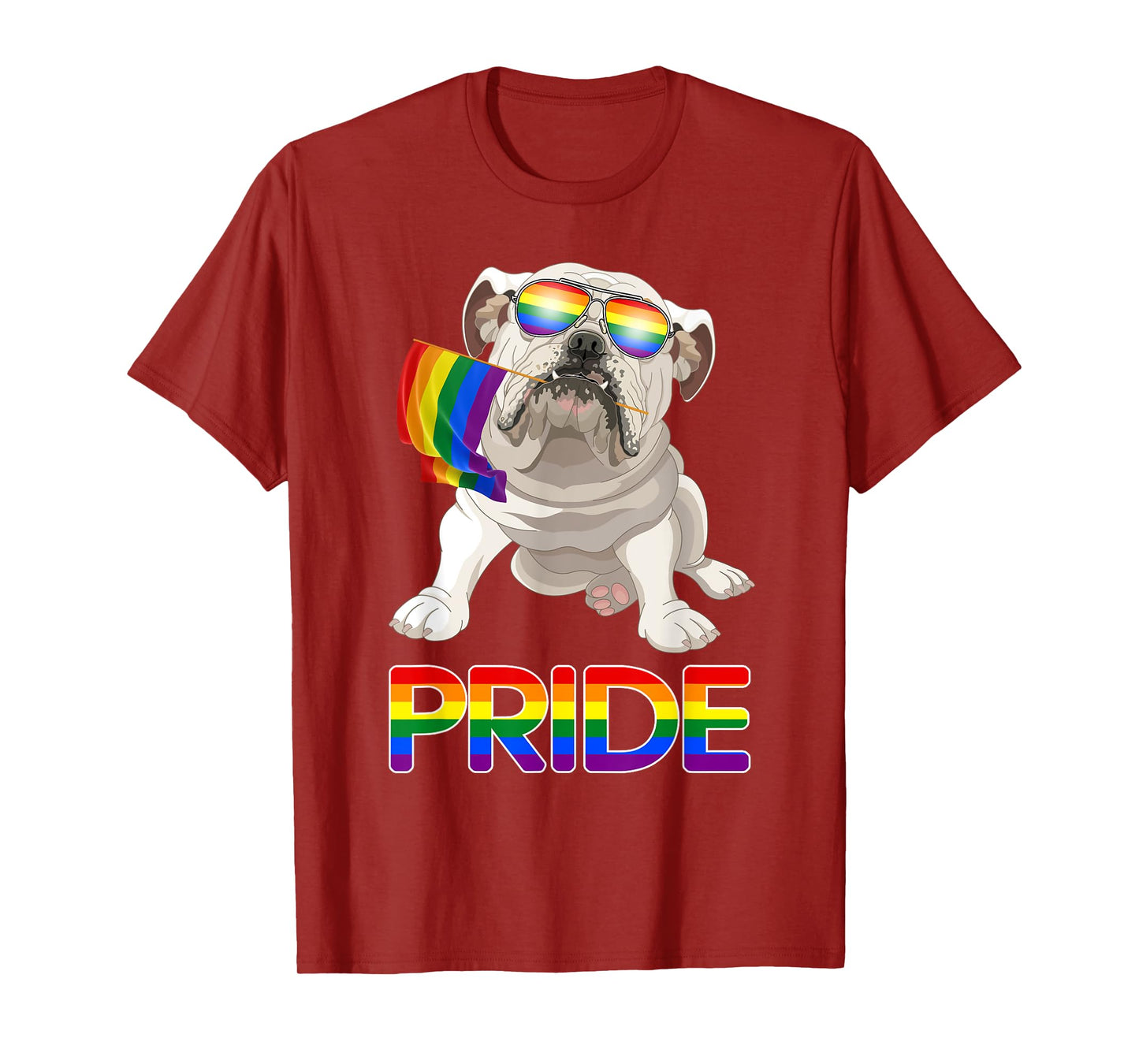 Cute Gay Lesbian Pride LGBTQ Flag Shirt English Bulldog Gift Men Women T-Shirt