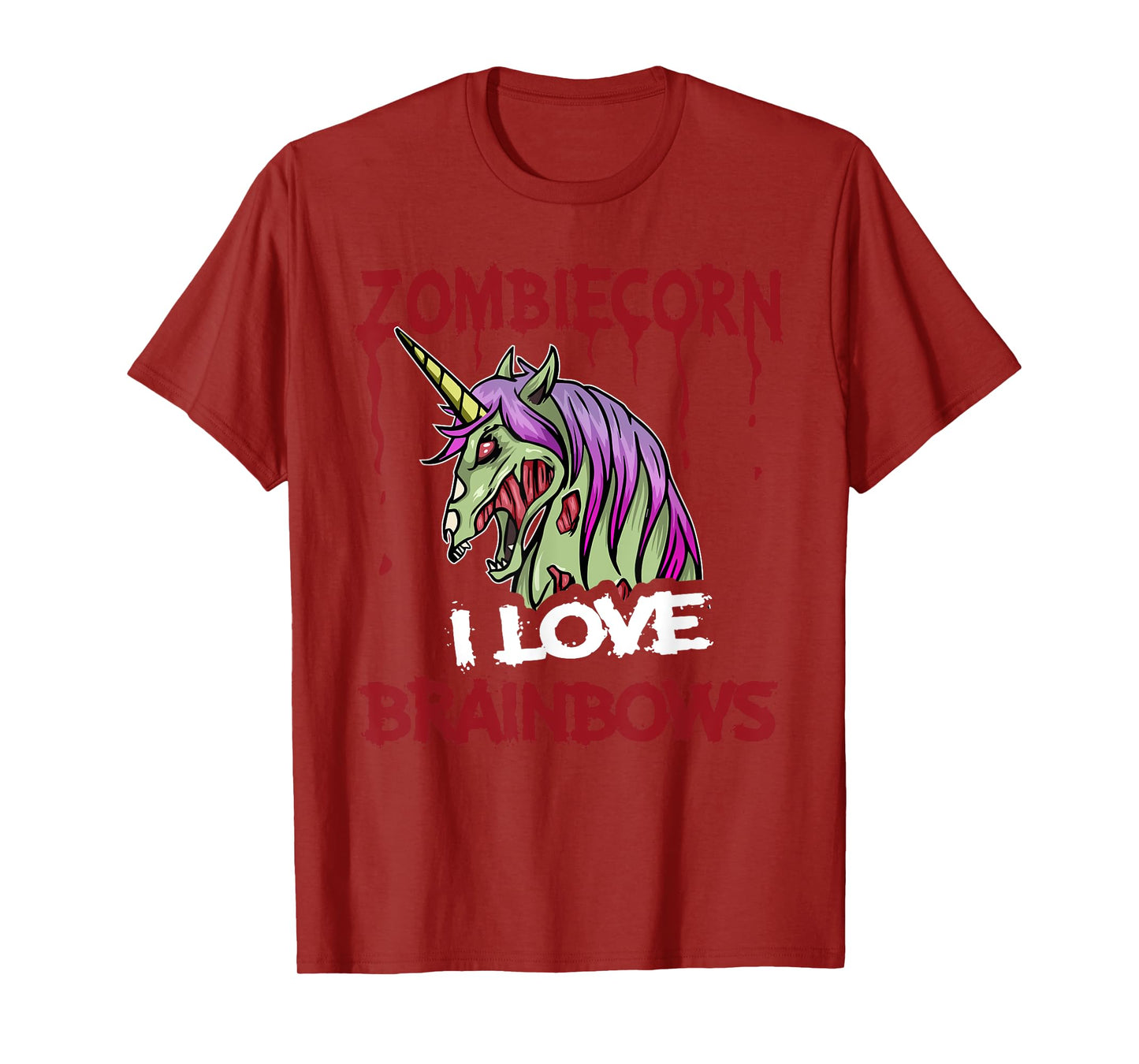 Zombie Unicorn I Love Brainbows Brains Funny Gothic Goth T-Shirt