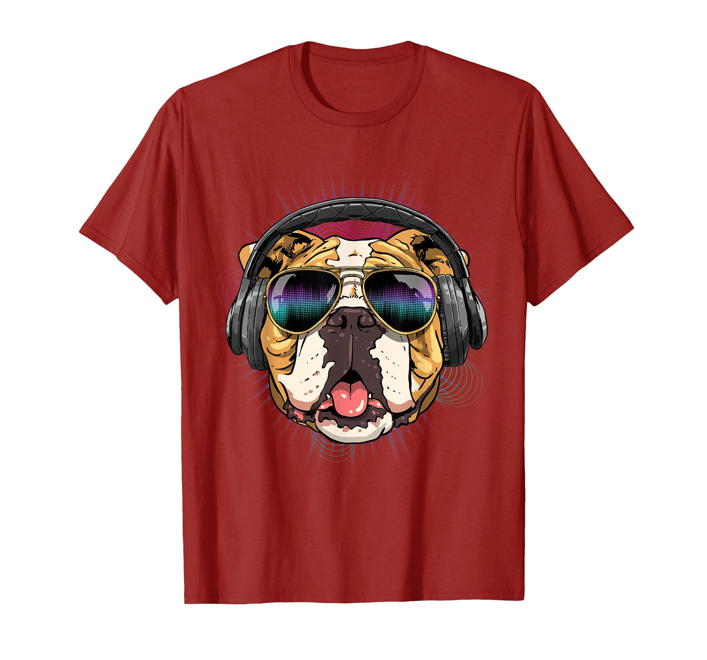 Music American Bulldog DJ with Headphones, Musical Dog Lovers T-Shirt