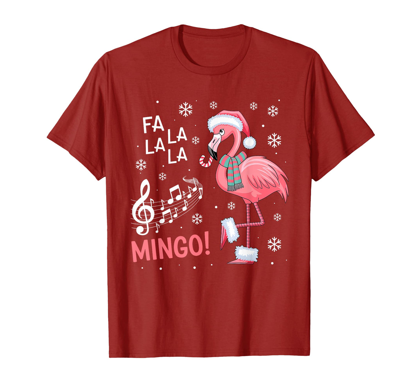 Fa La La Mingo Flamingo Candy Cane Christmas T-Shirt
