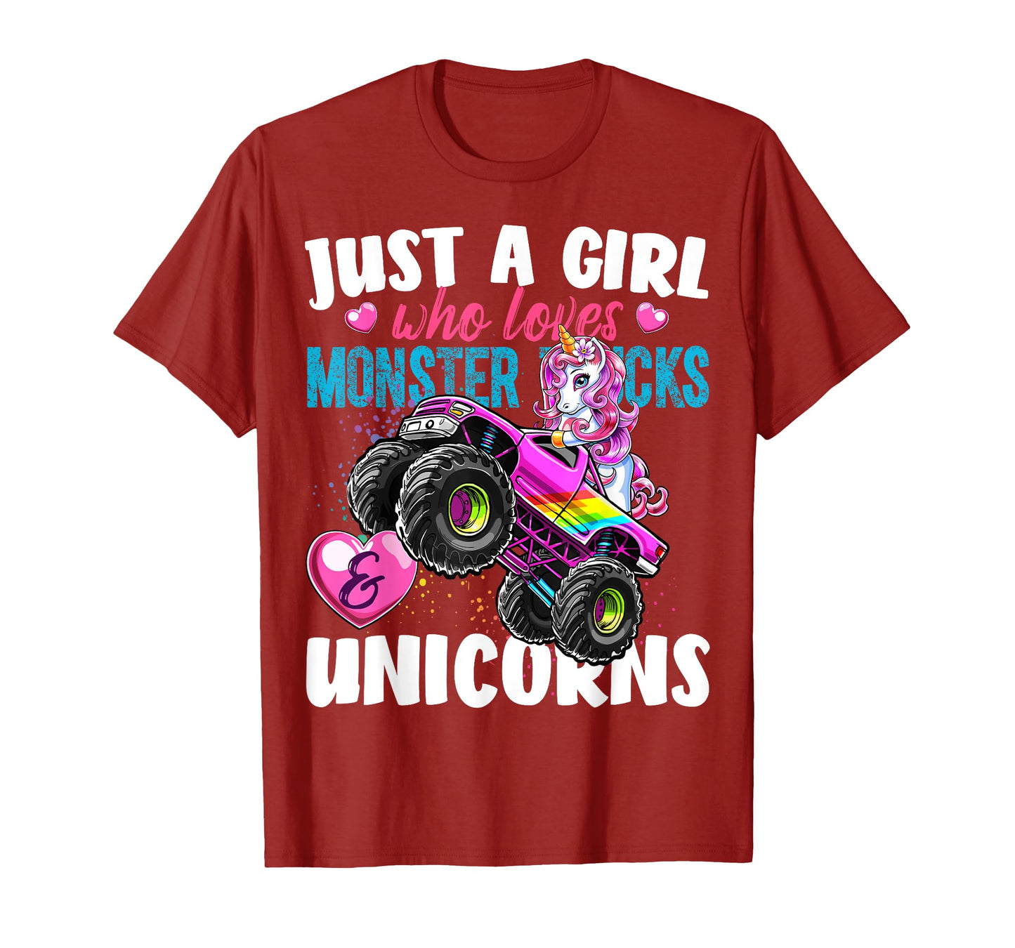 Just a Girl Who Loves Monster Trucks and Unicorns Gift Girls T-Shirt