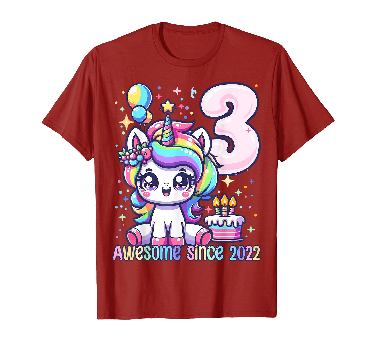 Unicorn 3rd Birthday 3 Year Old Unicorn Party Girls Outfit T-Shirt