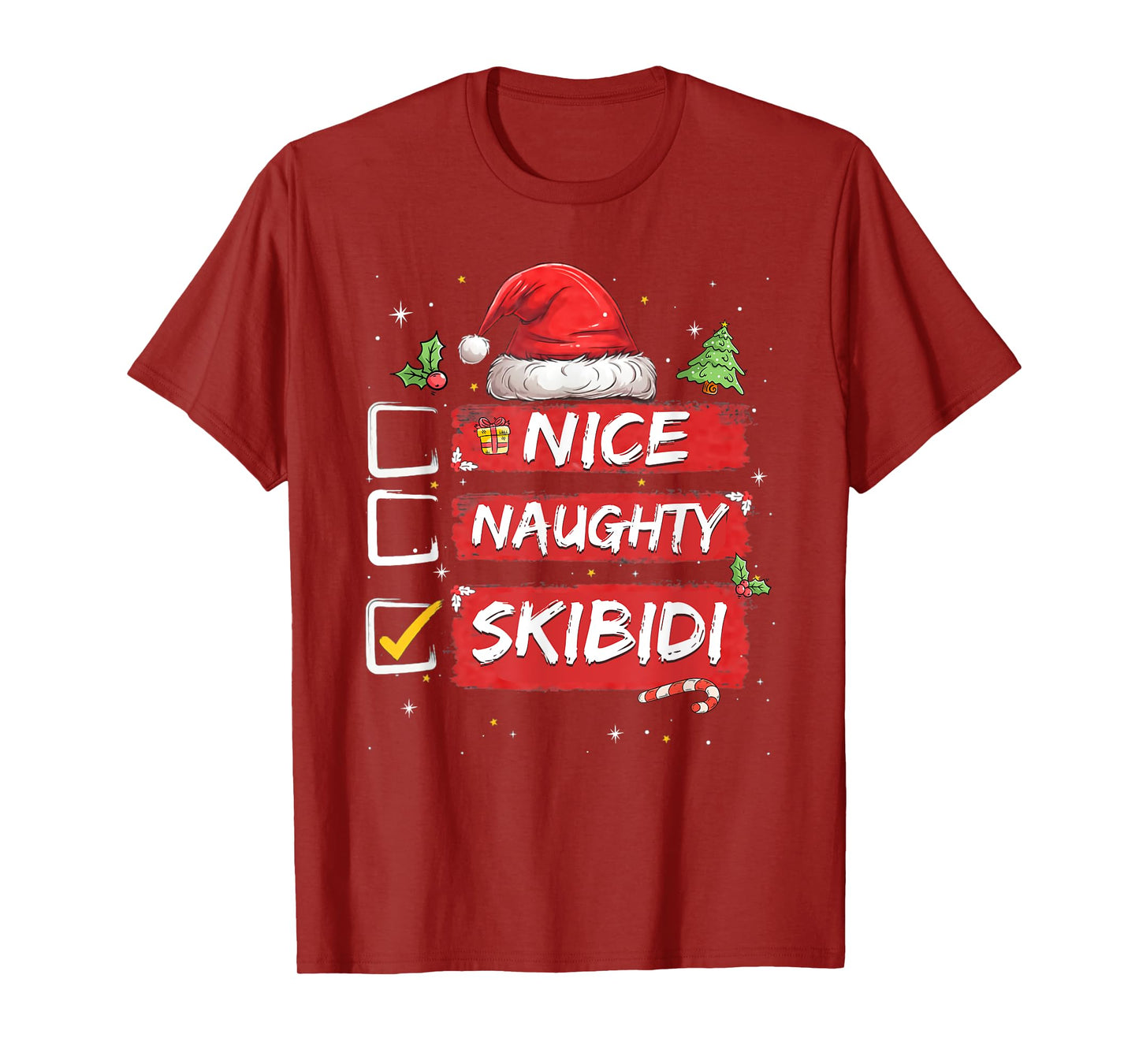 Nice Naughty Skibidi List Santa Claus Sarcastic T-Shirt