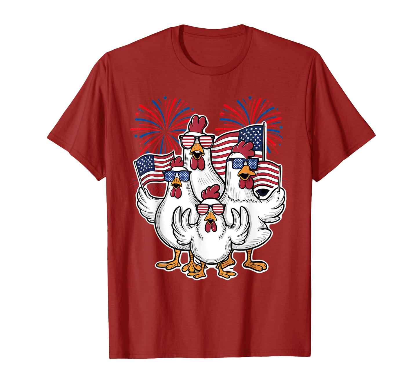 Chicken Fourth of July Patriotic USA Flag 4th July Chicken T-Shirt