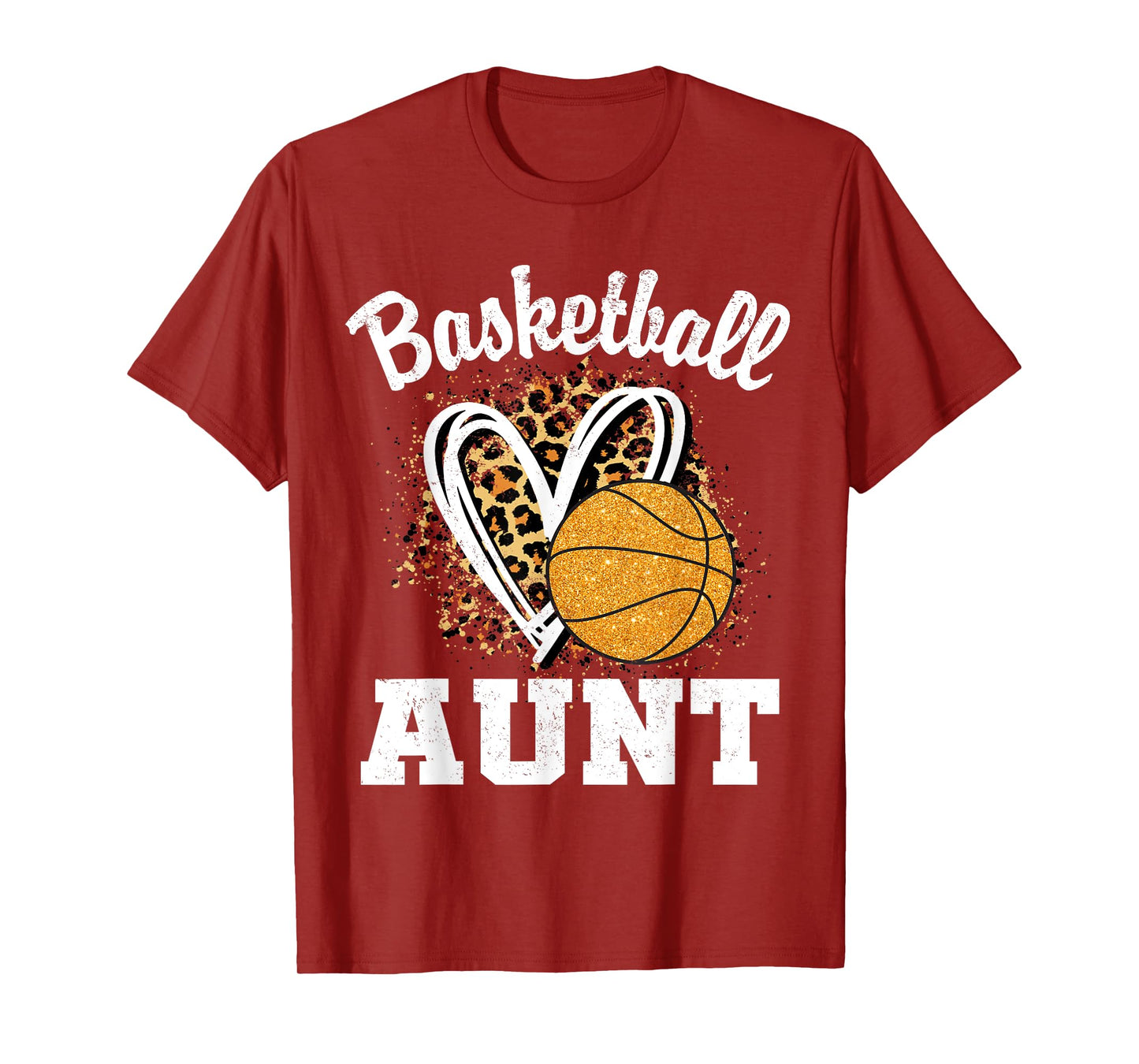 Basketball Aunt Leopard Heart T-Shirt