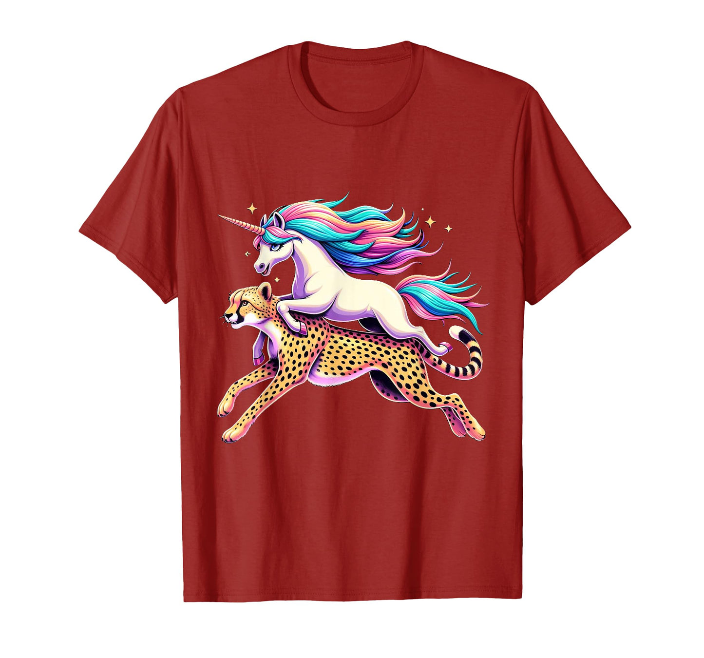 Unicorn Riding Cheetah Boys Girls Men Women Kids Rainbow T-Shirt