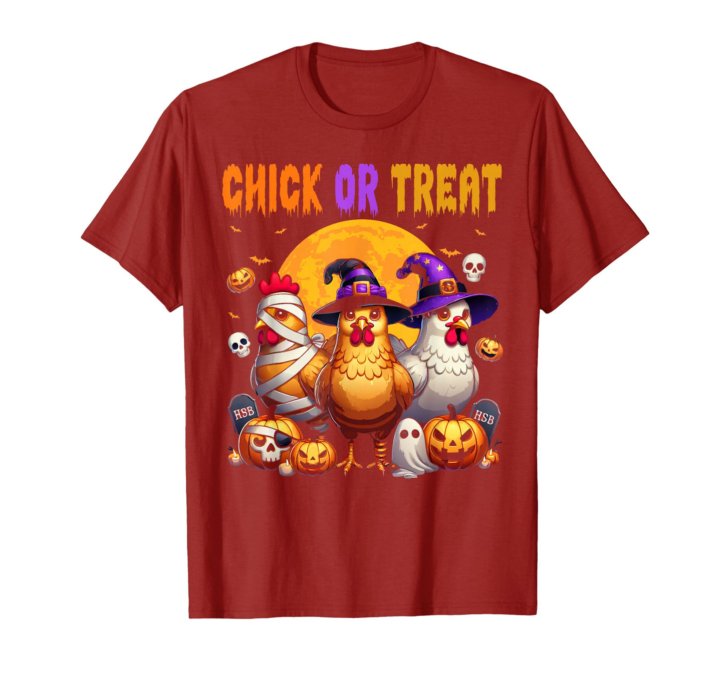 Halloween Chick or Treat Pumpkin Chicken Girl Farmer T-Shirt