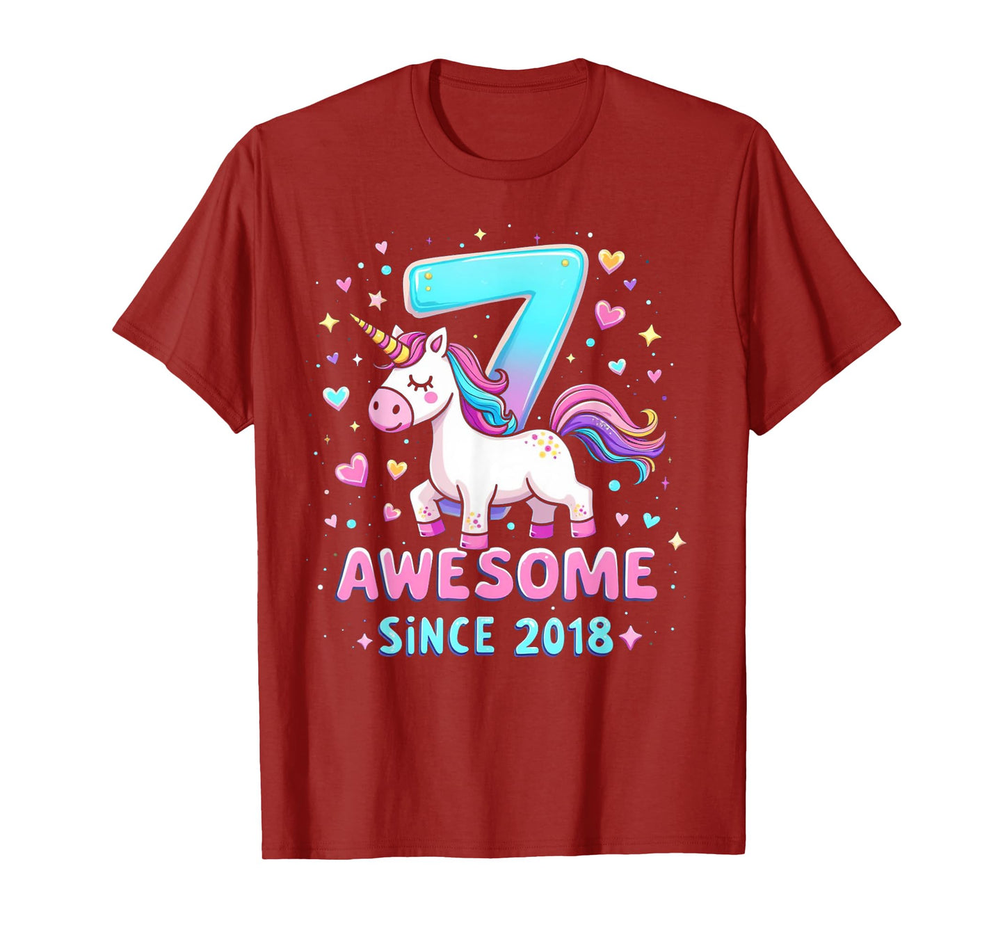 7 Year Old Unicorn Gifts For Girls 7th Birthday Girl Party T-Shirt
