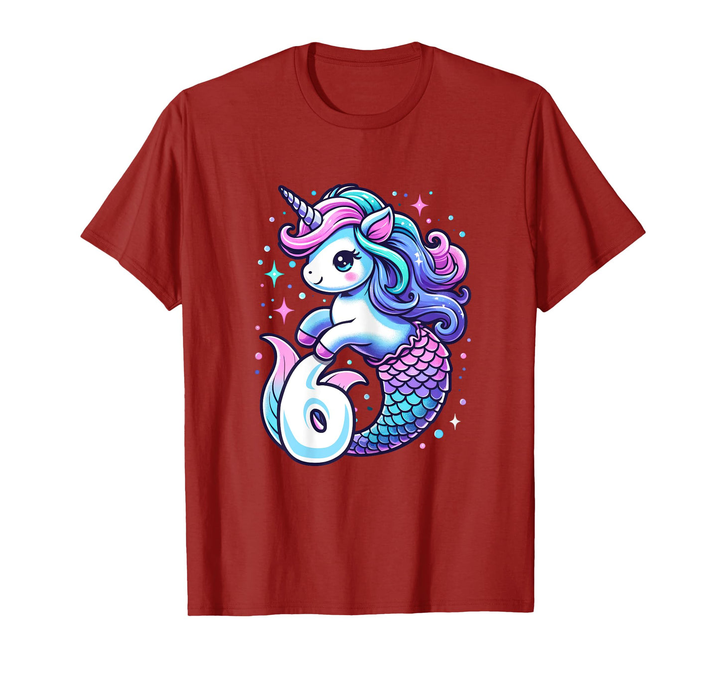 Unicorn Mermaid 6th Birthday 6 Year Old Party Girls Outfit T-Shirt