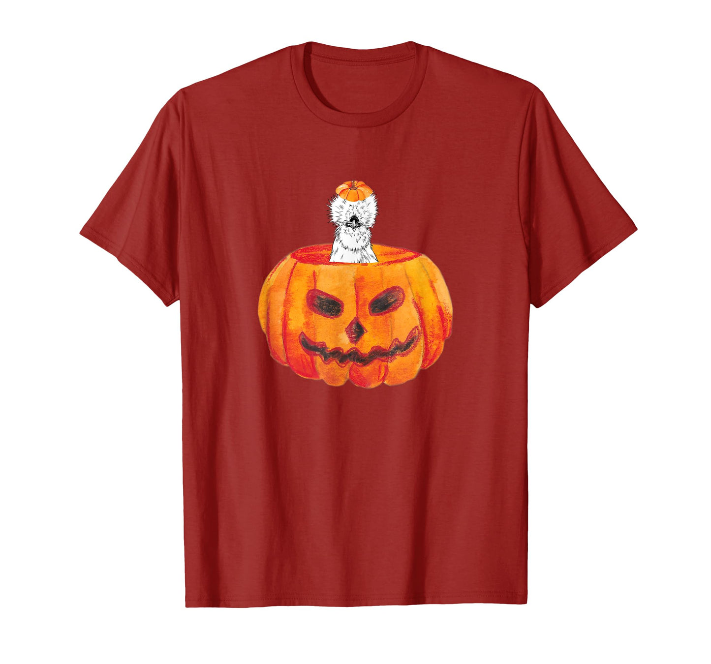 Silkie Chicken Happy Halloween Pumpkin Farm Animal Lover T-Shirt