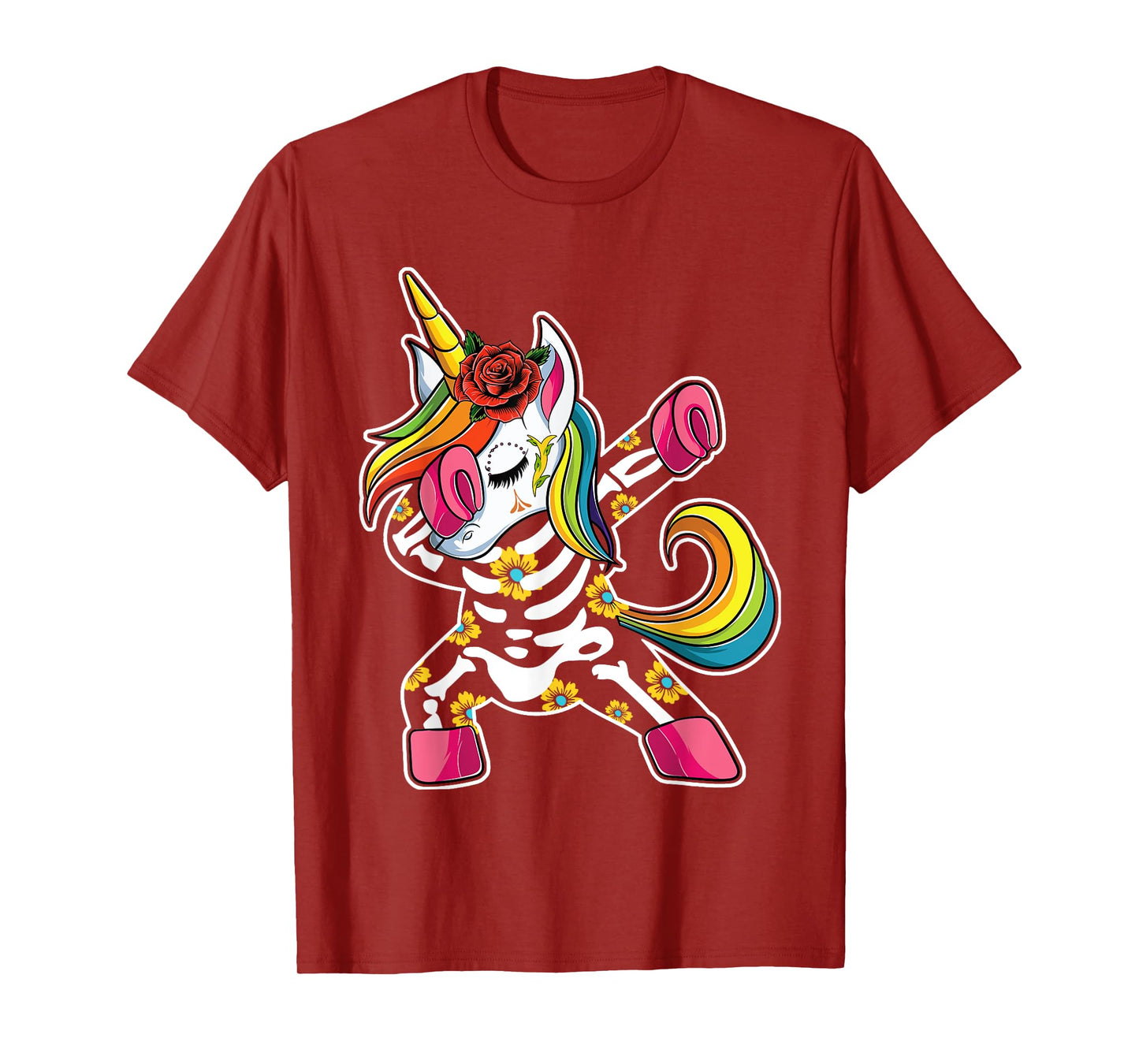 Cute Unicorn Sugar Skull Day Of The Dead Apparel Women Girls T-Shirt