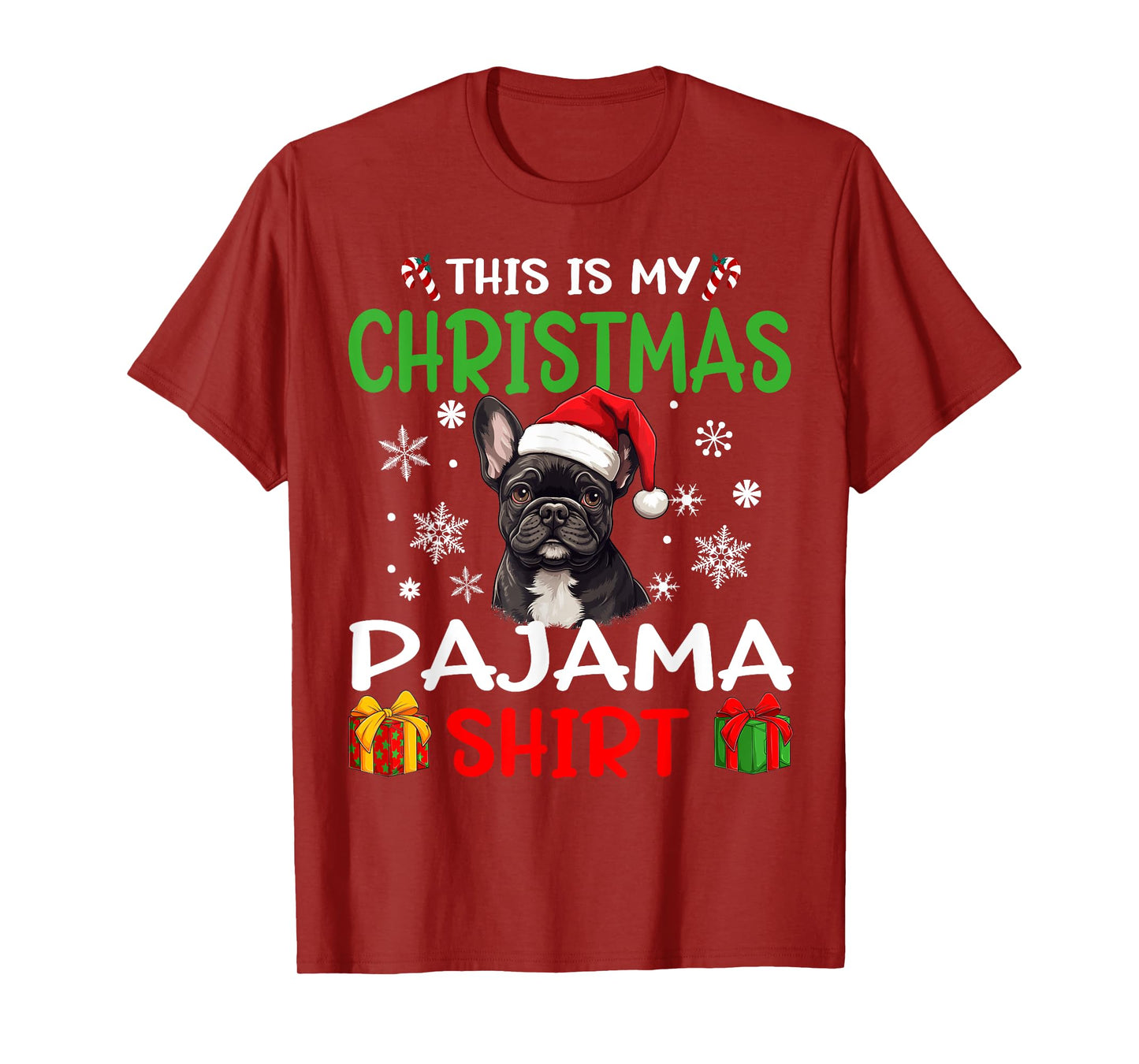 French Bulldog Frenchie Dog Christmas Pajama Merry X-mas Men Women Kids T-Shirt