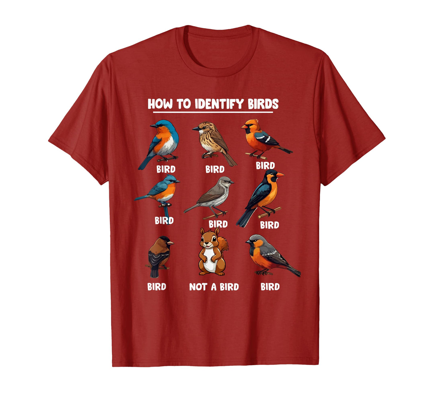 Funny Bird How to Identify Birds - Birds Lovers Watching T-Shirt, Small, Black