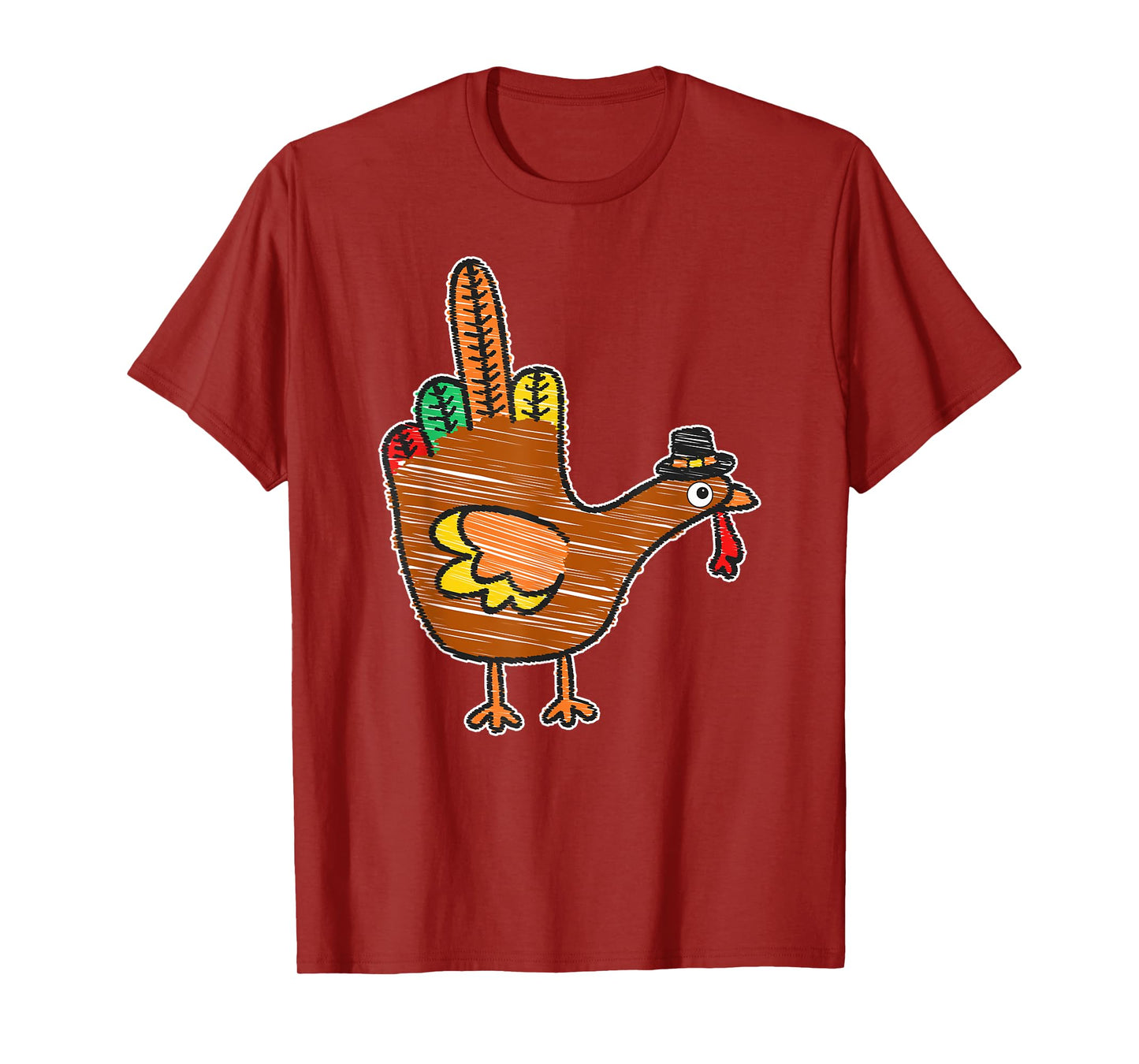 Middle Finger Thanksgiving Turkey Kids Bird Drawing T-Shirt