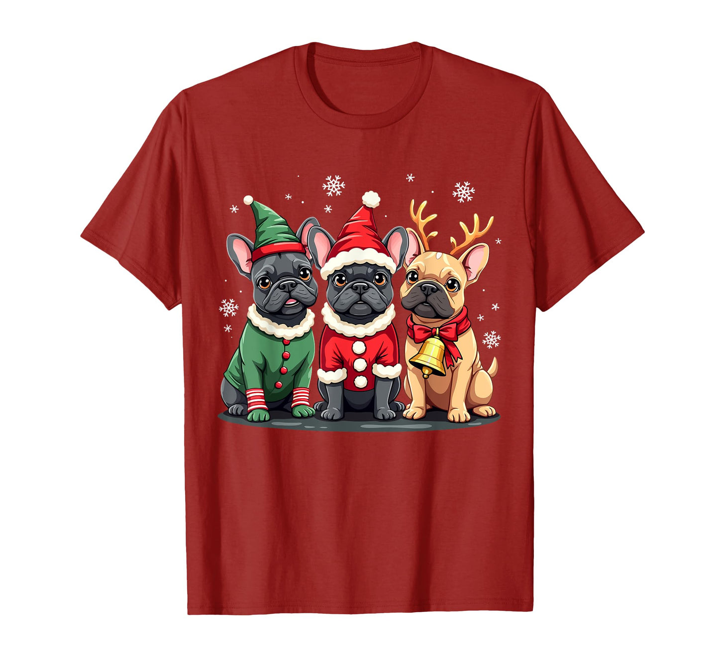 French Bulldog Christmas Dogs Funny Santa Reindeer Elf T-Shirt
