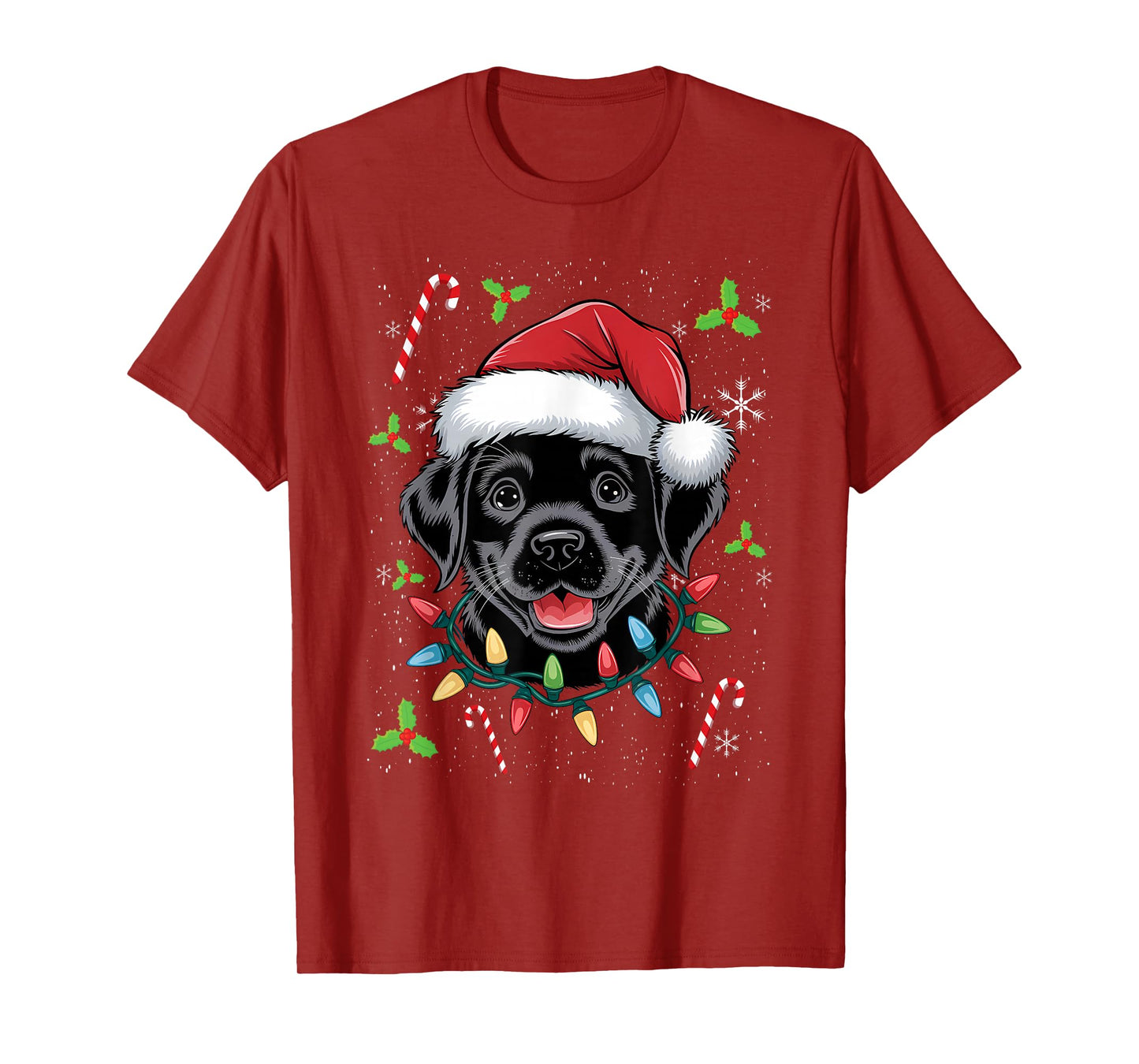 Black Lab Labrador Christmas Tree Light Pajama Dog Xmas T-Shirt