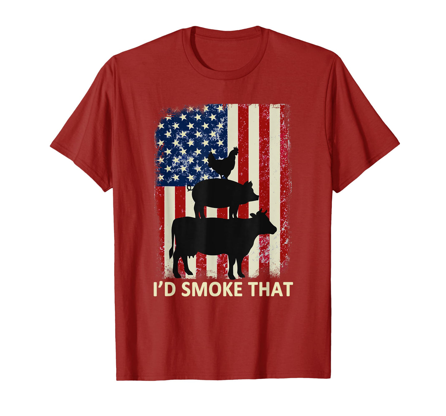 I'd Smoke That American Flag Funny BBQ T-Shirt for Women Men