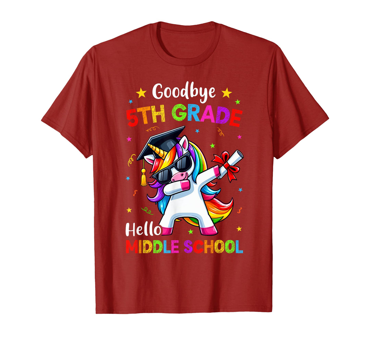 Goodbye 5th Grade Hello Middle school Graduation Unicorn T-Shirt