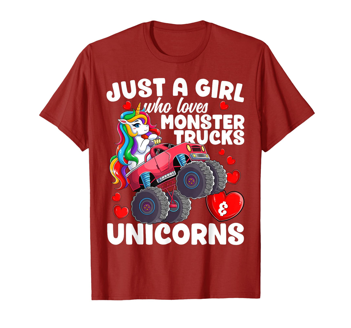 Just a Girl Who Loves Monster Trucks and Unicorns Girls T-Shirt