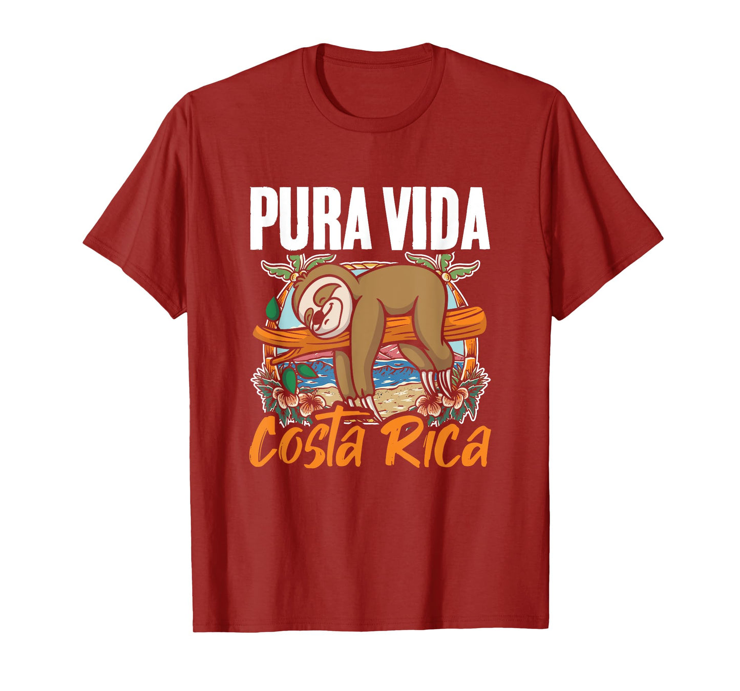 Sloth Beach Vacation Tropical Sloths Pura Vida Costa Rica T-Shirt for Men Women