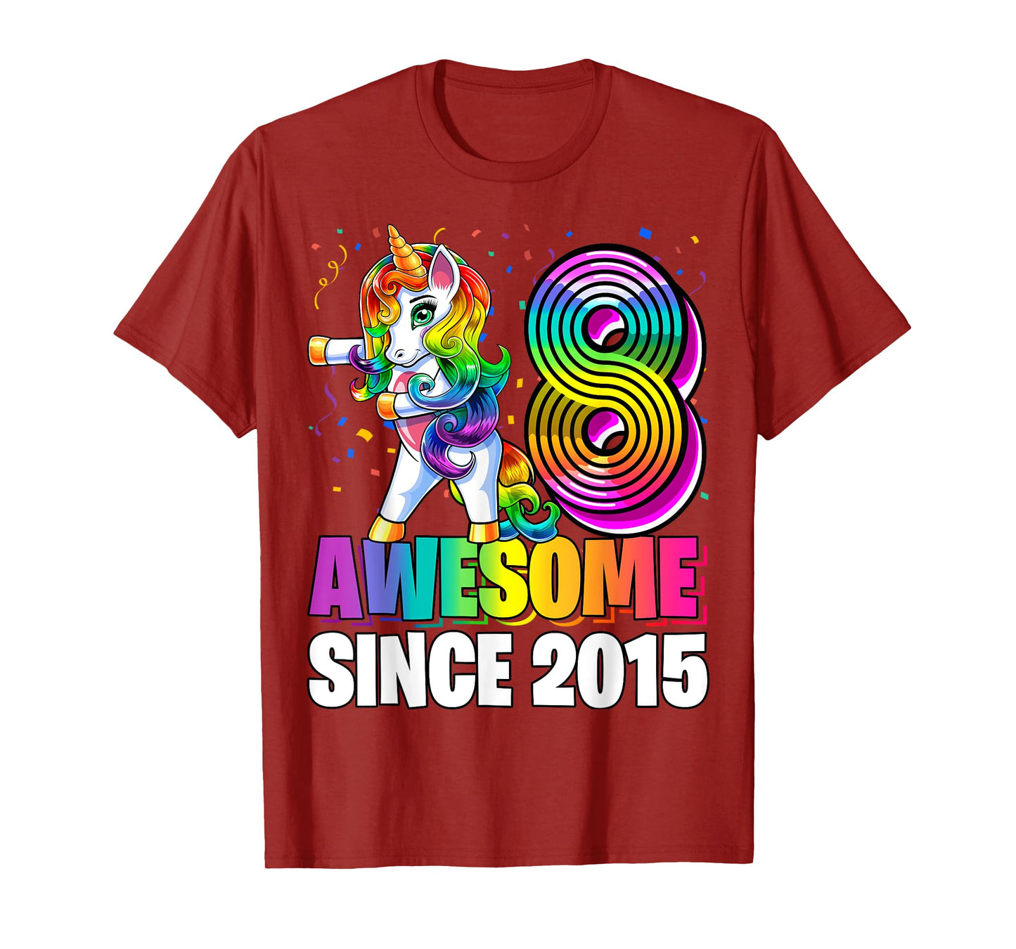 8 Awesome Since 2015 Flossing Unicorn 8th Birthday Girls T-Shirt