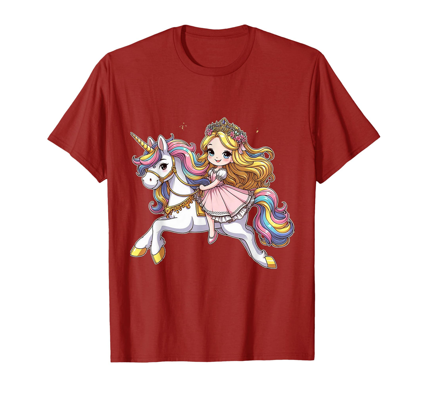 Princess Riding A Unicorn Boys Girls Men Women Kids Adults T-Shirt