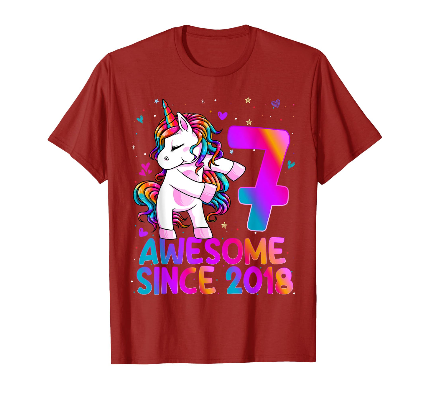 Flossing Unicorn 7 Year Old 7th Birthday Girl Unicorn Party T-Shirt