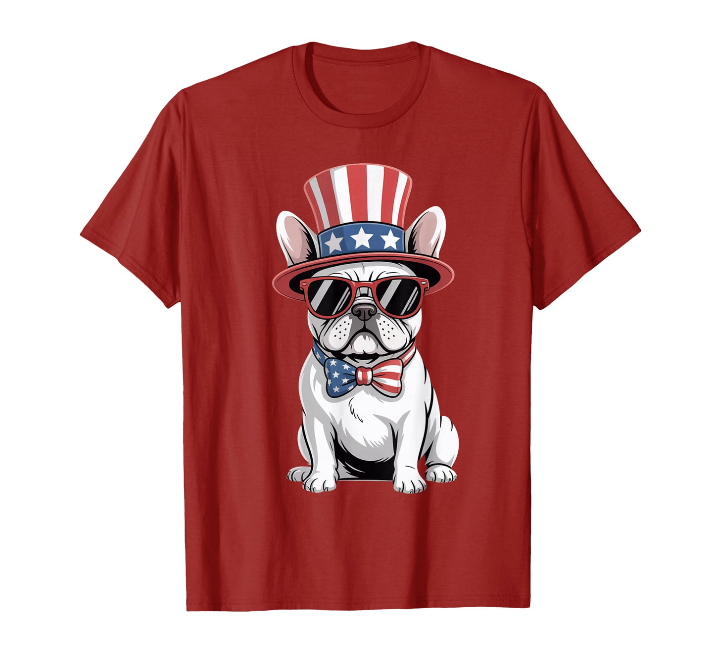 Patriotic Frenchie Dog USA Flag July 4th American Style T-Shirt
