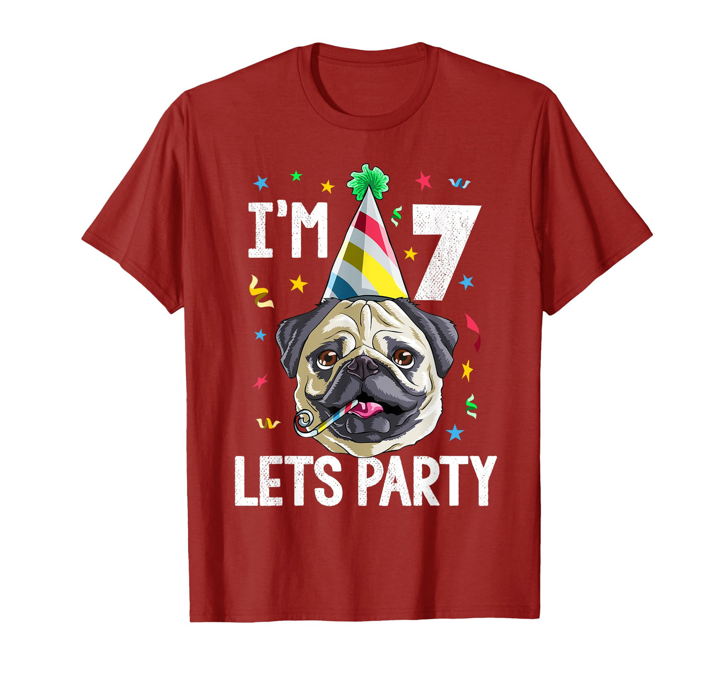 Pug Birthday 7th T Shirt Dog Kids Boys Girls Gift Idea Party T-Shirt