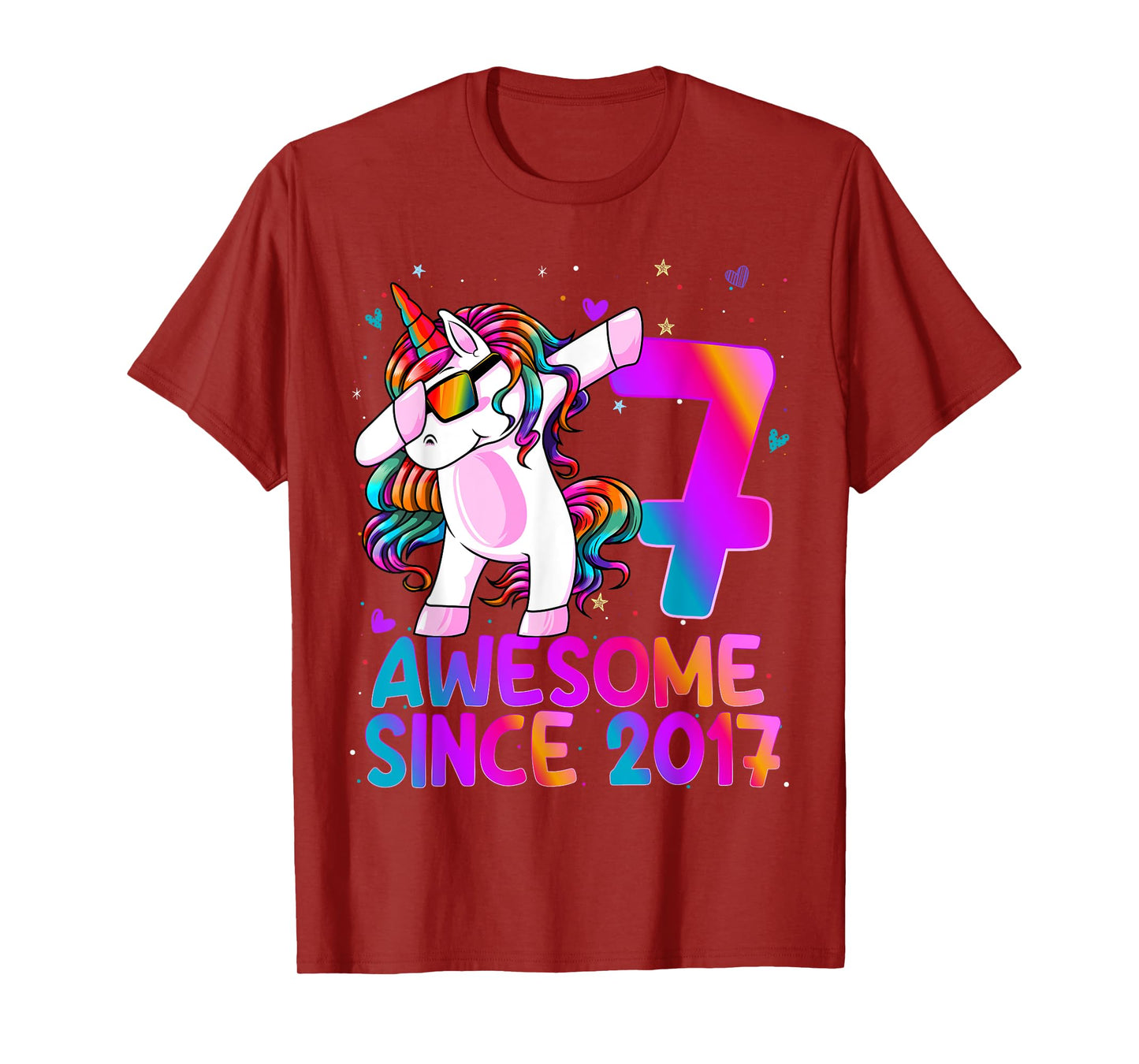 Dabbing Unicorn 7 Year Old 7th Birthday Girl Unicorn Party T-Shirt