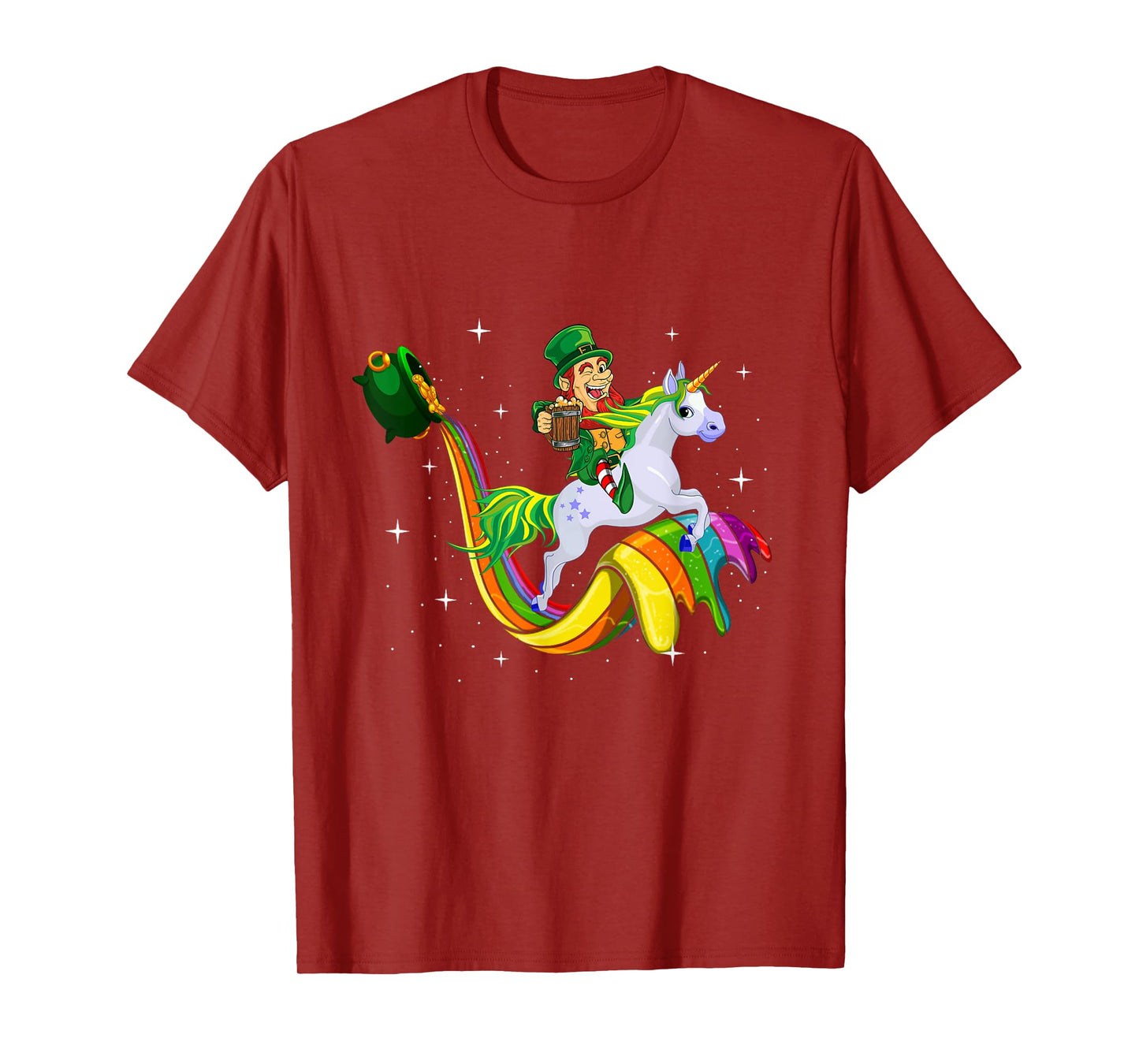 Unicorn St Patricks Day Men Women Lucky Leprechaun Rainbow T-Shirt
