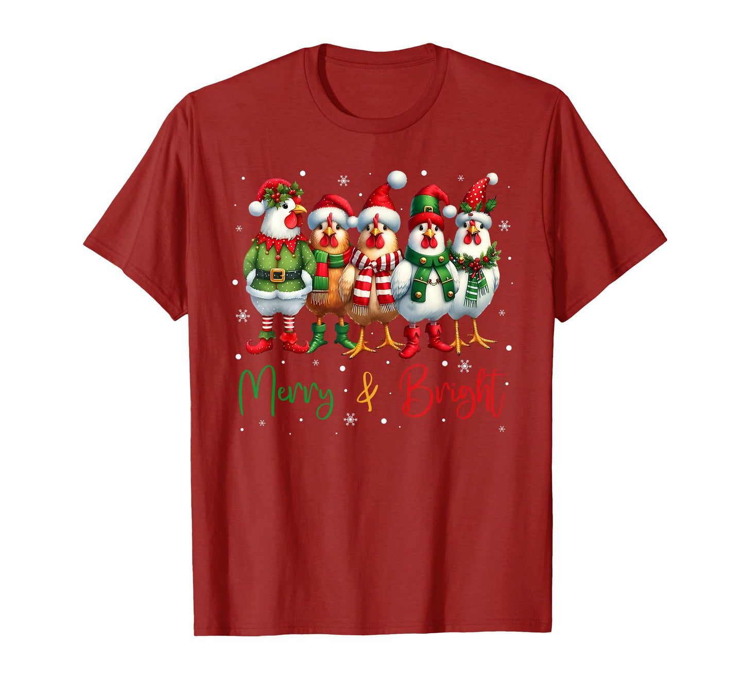 Funny Chicken Christmas Lights Farm Animal Cute Xmas Holiday T-Shirt