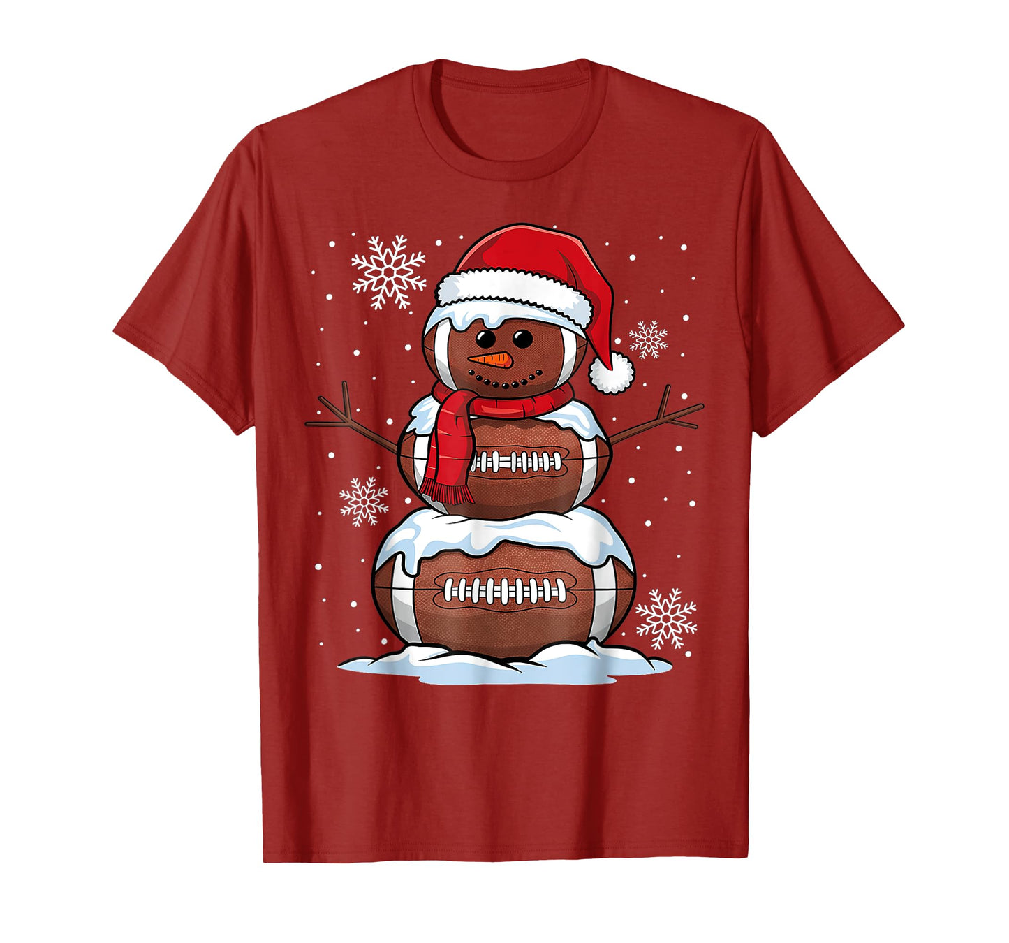 Merry Christmas Football Snowman Holiday Sports Xmas Pajamas T-Shirt