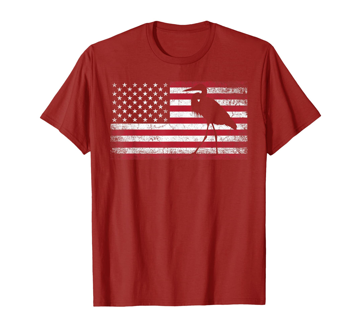 Heron Bird 4th of July American Flag America Patriotic T-Shirt for Women Kids Men
