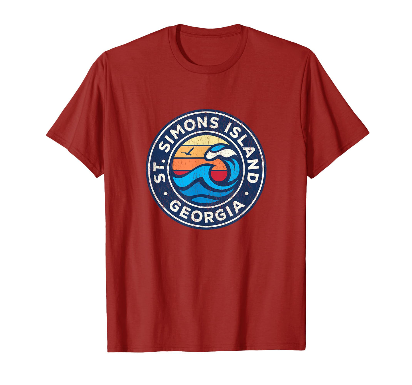 St. Simons Island Georgia GA Vintage Nautical Waves Design T-Shirt