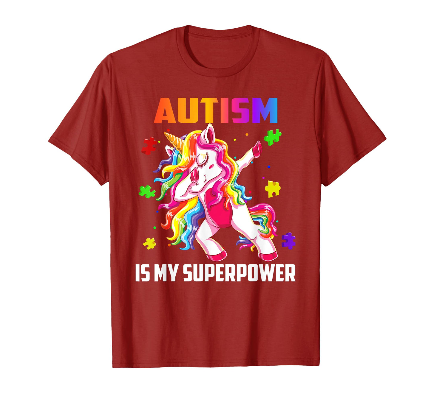 Autism Is My Superpower Dabbing Unicorn Gift Kids Boys Girls T-Shirt